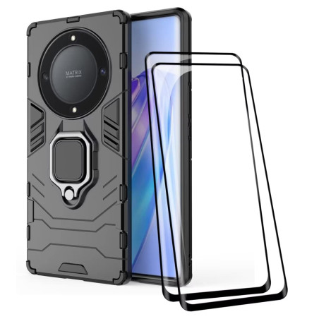 Coque Armor pour Honor Magic5 Lite 5G/Magic 5 Lite, Housse TPU+PC Antichoc avec Anneau Béquille [av