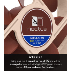 Noctua NF-A8 5V, Ventilateur Silencieux Haut de Gamme avec Câble d’Adaptation USB, 3 Broches, Version 5V (80 mm, Marron)