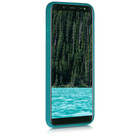 kwmobile Housse Compatible avec Samsung Galaxy J6 Coque - Housse de téléphone Protection Souple en Silicone - pétrole Mat