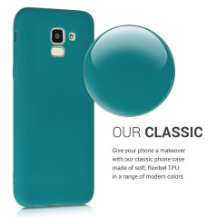 kwmobile Housse Compatible avec Samsung Galaxy J6 Coque - Housse de téléphone Protection Souple en Silicone - pétrole Mat