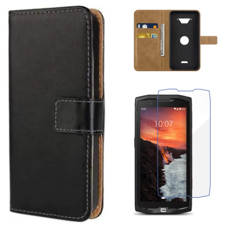 STAECASE Haute Qualité Housse pour Crosscall Core X4 Luxe Etui à Rabat Housse Noir HD Verre Trempé Crosscall Core X4 Protection 