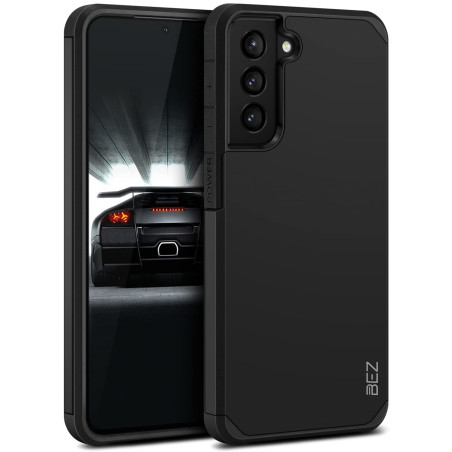 BEZ Coque pour Samsung S21 FE, Housse Etui pour Samsung Galaxy S21 FE Antichoc Survivor Double Protection Resistante, Noir