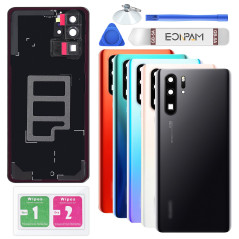 Eonpam Vitre Arrière pour Huawei P30 Pro Origine Couvercle Batterie Remplacement avec Lentille de Caméra + Kit Réparation (Noir)