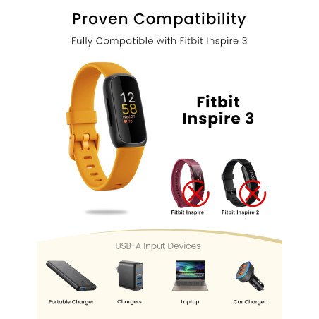 Sinoacc Chargeur Compatible avec Fitbit Inspire 3 Health & Fitness Tracker Cable de Remplacement pour Fitbit Inspire Watch Câble