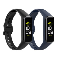 MoKo 2 Pack Bracelets Compatible avec Samsung Galaxy Fit 2, Bracelet de Montre de Remplacement en TPE, Noir/Bleu Foncé