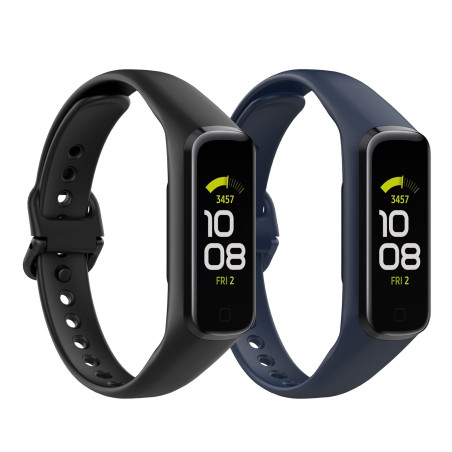 MoKo 2 Pack Bracelets Compatible avec Samsung Galaxy Fit 2, Bracelet de Montre de Remplacement en TPE, Noir/Bleu Foncé