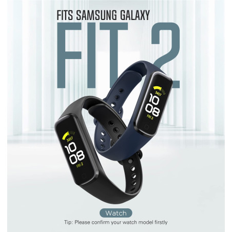 MoKo 2 Pack Bracelets Compatible avec Samsung Galaxy Fit 2, Bracelet de Montre de Remplacement en TPE, Noir/Bleu Foncé