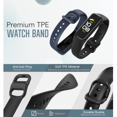 MoKo 2 Pack Bracelets Compatible avec Samsung Galaxy Fit 2, Bracelet de Montre de Remplacement en TPE, Noir/Bleu Foncé