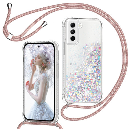 Glitter Liquide Collier Coque pour Samsung Galaxy S21+ 5G, Glitter Silicone Paillette Étui Protection TPU Bumper Liquide Housse,