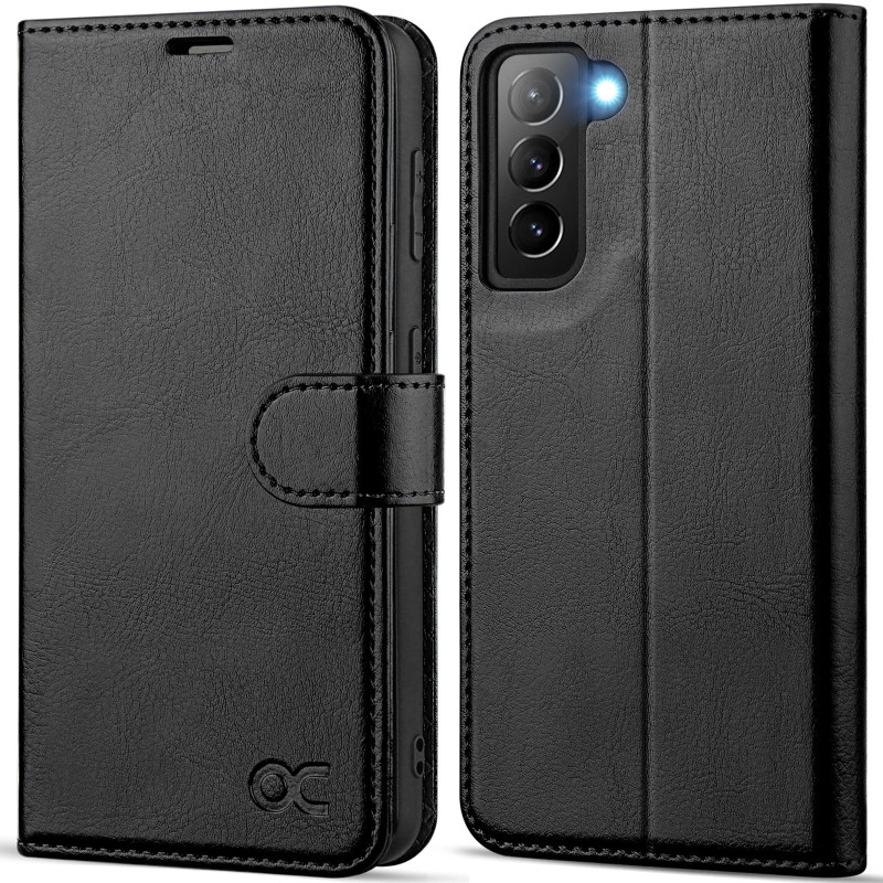 OCASE Coque Samsung Galaxy S21 FE, Antichoc TPU Housse Samsung S21 FE Cuir PU Portefeuille Etui [RFID Blocage] [Fentes pour Cart
