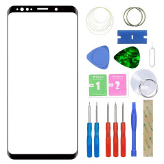 MovTEK Kit de Remplacement de Ecran Tactile Vitre Avant d'origine pour Samsung Galaxy S9 G960F Lentille Extérieur Verre Noir