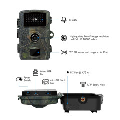 Caméra de Chasse avec Vision Nocturne, déclencheur de Chaleur et de Mouvement, résolution Full HD 1080p (1920 x 1080 (16:9)@30 f