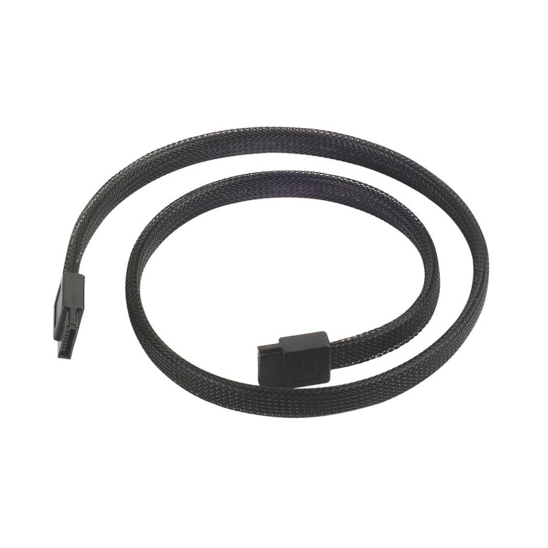 SilverStone SST-CP07 - Câble SATA III 6 Gbps, 180°, verrouillage sans métal, couche de revêtement métallique, 50cm SilverStone SST-CP07 - Câble SATA III 6 Gbps, 180°, verrouillage sans métal, couche de revêtement métallique, 50cm