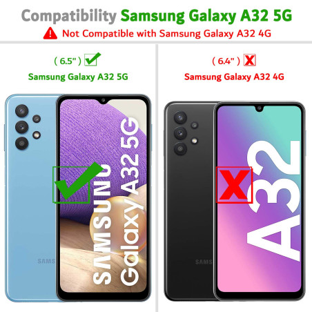 Ganbary Coque pour Samsung Galaxy A32 5G (Pas pour A32 4G), [Housse en Cuir PU Premium] [Etui à Rabat] [Pochette de Portefeuille
