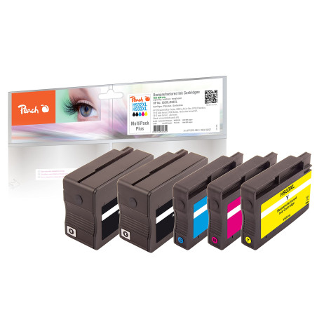 Peach Multipack Plus avec Puce Compatible avec HP No. 932XL, No. 933XL