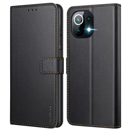 Ganbary Coque pour Xiaomi Mi 11 Lite 4G/5G/5G NE, [Housse en Cuir PU Premium] [Etui à Rabat] [Pochette de Portefeuille], Étui de