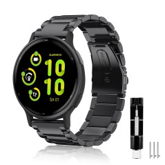 FINTIE Bracelet Compatible avec Garmin Vivoactive 3/Vivomove HR/Vivoactive 3 Music/Forerunner 645 Music/Forerunner 245, Acier In