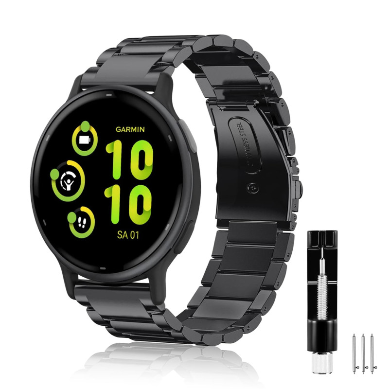 FINTIE Bracelet Compatible avec Garmin Vivoactive 3/Vivomove HR/Vivoactive 3 Music/Forerunner 645 Music/Forerunner 245, Acier In FINTIE Bracelet Compatible avec Garmin Vivoactive 3/Vivomove HR/Vivoactive 3 Music/Forerunner 645 Music/Forerunner 245, Acier In