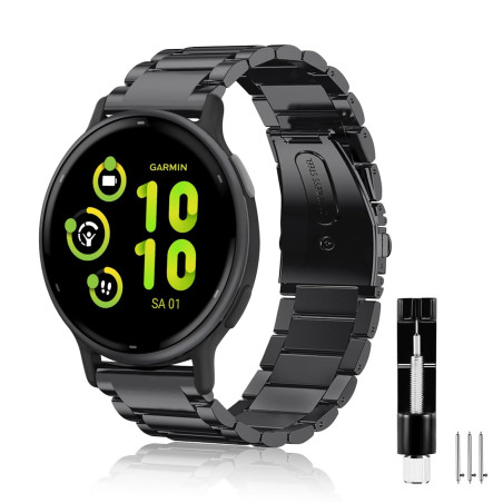 FINTIE Bracelet Compatible avec Garmin Vivoactive 3/Vivomove HR/Vivoactive 3 Music/Forerunner 645 Music/Forerunner 245, Acier In