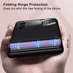 Coque pour Samsung Galaxy Z Flip 4 5G ,Protection Intégrée de L'objectif de L'appareil Photo et Charnière Protection, Housse Rés