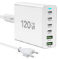 Chargeur USB C 120W GaN，Multiple Chargeur USB【4USBC + 2USBA】 Charge PD, 6 Ports USB c Station de Charge Compatible avec iPhone/S