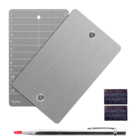 Crypto Seed Storage, Bitcoin Cold Wallet Backup – BIP39 12 ou 24 mots Recovery Phrase Backup avec stylo de gravure (double) (arg