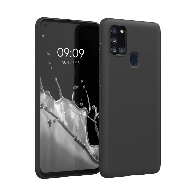 kwmobile Housse Compatible avec Samsung Galaxy A21s Coque - Housse de téléphone Protection Souple en Silicone - Noir Mat