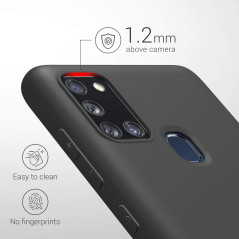 kwmobile Housse Compatible avec Samsung Galaxy A21s Coque - Housse de téléphone Protection Souple en Silicone - Noir Mat