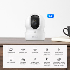 EZVIZ CP1 Pro 2K Caméra Surveillance WiFi Intérieure, Camera Bébé WiFi 2.4Ghz Pan/Tilt à 360 °, Vision Nocturne Intelligente, Su