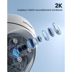 ieGeek 2K Camera Surveillance WiFi Exterieure 5Ghz /2.4G - 360° PTZ Camera Exterieur WiFi, Suivi de Mouvement, AI Détection, Aud