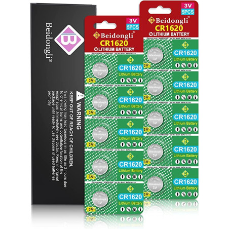 CR1620 Piles Bouton Batterie CR 1620 3V Lithium Batteries 10 Piles 【5 Ans Garantie】