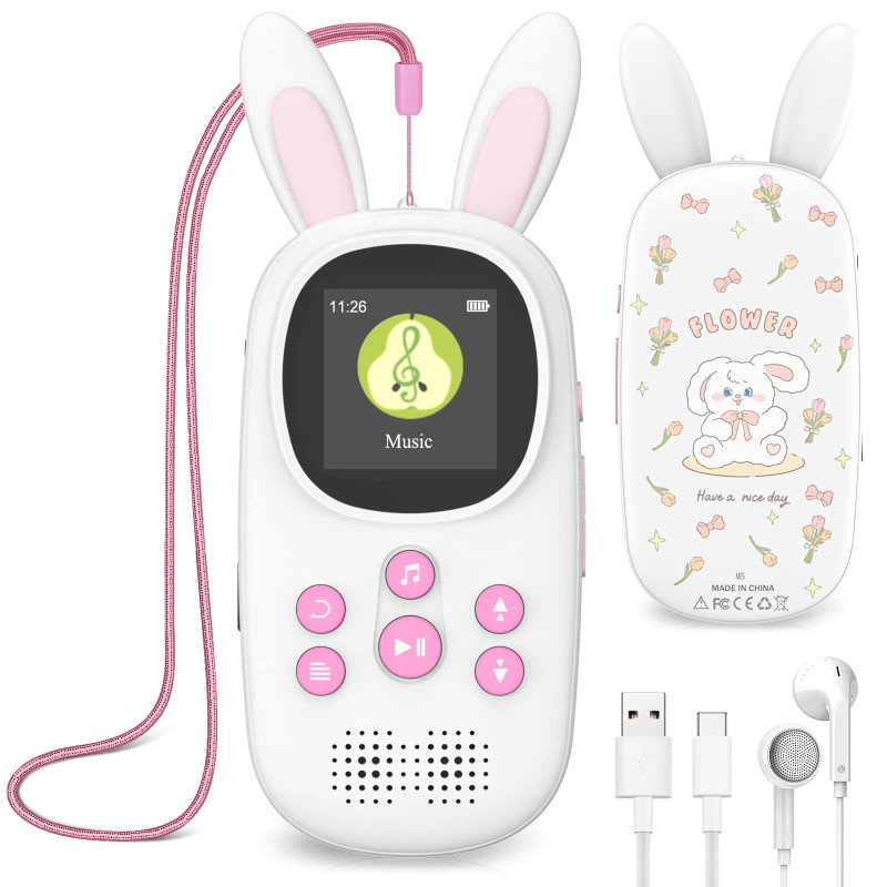 Lecteur MP3 de 32 Go pour Enfants, avec Bluetooth, lecteurs MP3 avec Haut-Parleur, Radio FM, enregistrements, Alarme, chronomètr
