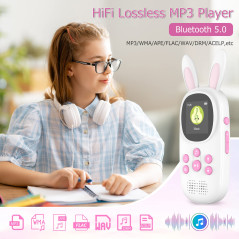 Lecteur MP3 de 32 Go pour Enfants, avec Bluetooth, lecteurs MP3 avec Haut-Parleur, Radio FM, enregistrements, Alarme, chronomètr