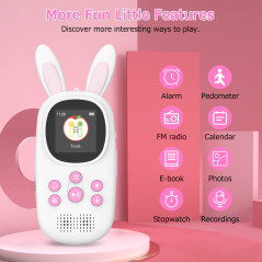 Lecteur MP3 de 32 Go pour Enfants, avec Bluetooth, lecteurs MP3 avec Haut-Parleur, Radio FM, enregistrements, Alarme, chronomètr