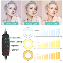 LED Selfie Ring Light avec Trépied, Anneau Lumineux 10", avec Télécommande Wireless pour Maquillage, Youtube, TikTok, Alimenté p