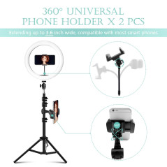 LED Selfie Ring Light avec Trépied, Anneau Lumineux 10", avec Télécommande Wireless pour Maquillage, Youtube, TikTok, Alimenté p