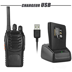 2PCS Talkie Walkie Rechargeable Longue portée 16CH Talkies-Walkies Radios PMR Professionnelle Portée 1-3 km,pour Survie sur Le T