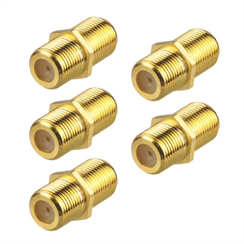 VCE 5 Paquets Connecteur Coaxial RG6 de Type F Plaqué or Adaptateur d'extension de Câble VCE 5 Paquets Connecteur Coaxial RG6 de Type F Plaqué or Adaptateur d'extension de Câble