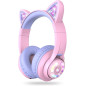 iClever Casque Audio Enfant Bluetooth, Casque sans Fil pour Enfant Oreille de Chat Contrôle du Volume Réglable 74/85dBA avec Mic iClever Casque Audio Enfant Bluetooth, Casque sans Fil pour Enfant Oreille de Chat Contrôle du Volume Réglable 74/85dBA avec Mic