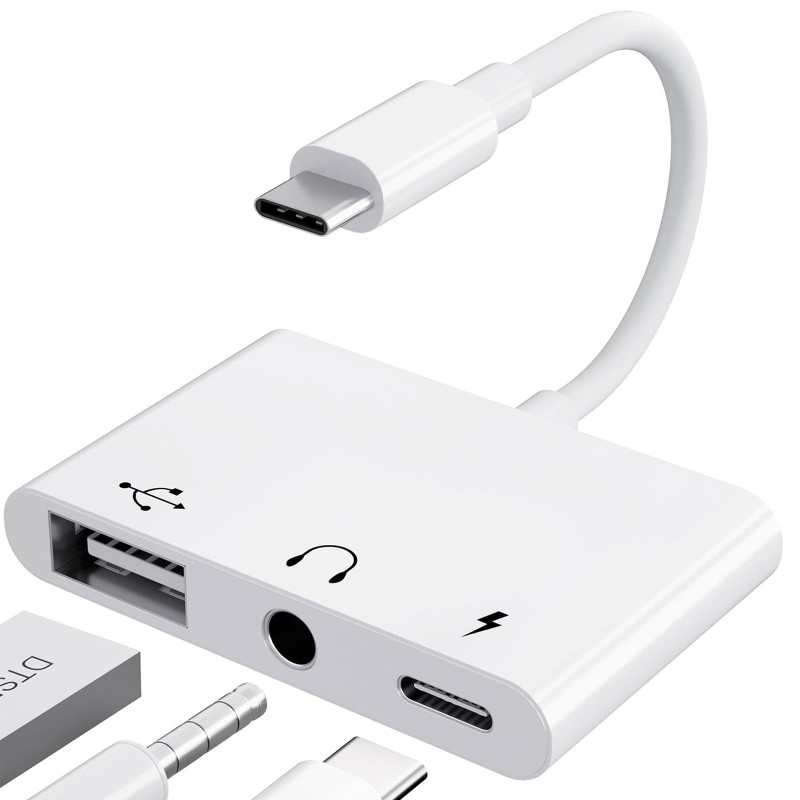 【3 en 1】 Adaptateur USB C Jack 3,5 mm avec 60W Charge Rapide Adaptateur De OTG, Audio Ecouteur Splitter De Type C vers Aux pour 