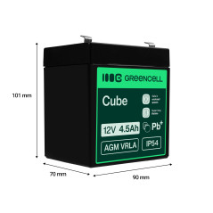 GreenCell® Rechargeable Batterie AGM 12V 4,5Ah accumulateur au Gel Plomb Cycles sans Entretien VRLA Battery étanche UPS | USV |