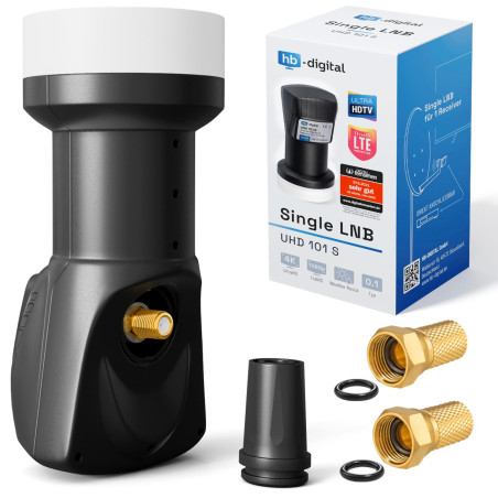 LNB LNC Full HD TV 3D + Contacts or + kit de protection (extensible) en HB DIGITAL. Kit avec prise F dorée offerte