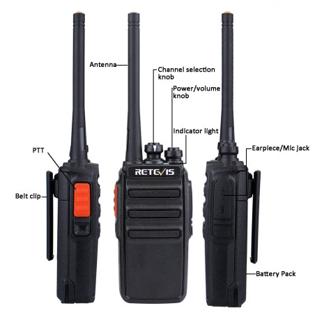 Retevis RT24 Talkie Walkie Rechargeable, Talkie Walkie Professionnel avec Oreillette et Chargeur Européen, PMR446 sans Licence 1