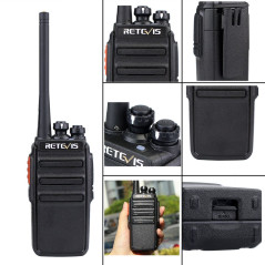 Retevis RT24 Talkie Walkie Rechargeable, Talkie Walkie Professionnel avec Oreillette et Chargeur Européen, PMR446 sans Licence 1