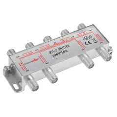 Poppstar Répartiteur coupleur d'antenne 8 Sorties, Fiche F inclue (analogique/numérique/large-bande/unicable/HD/4K Compatible) p
