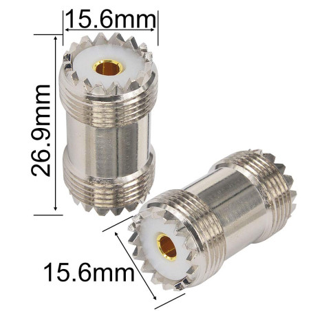 Boobrie Connecteur SO239 à SO239 Connecteur Coaxial UHF RF Adaptateur Coaxial UHF Femelle à UHF Femelle Connecteur de Câble UHF