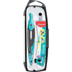 Maped - Compas Métal Open Mine - Coffret 3 pièces - Avec Sécurité Protège Pointe Sèche et Mine - Accessoires Interchangeables -