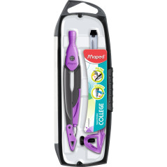 Maped - Compas Métal Open Mine - Coffret 3 pièces - Avec Sécurité Protège Pointe Sèche et Mine - Accessoires Interchangeables - 