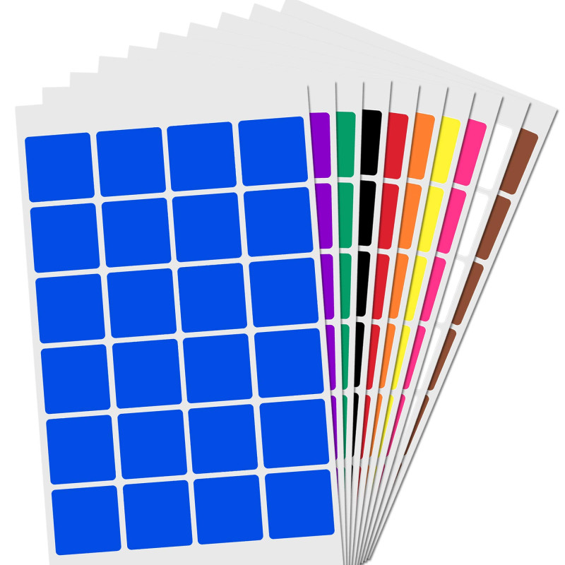 25mm Carrés Gommettes Formes Autocollantes - 10 Couleurs, 1200 Pièces 25mm Carrés Gommettes Formes Autocollantes - 10 Couleurs, 1200 Pièces