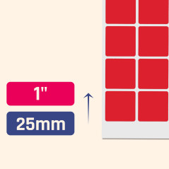 25mm Carrés Gommettes Formes Autocollantes - 10 Couleurs, 1200 Pièces